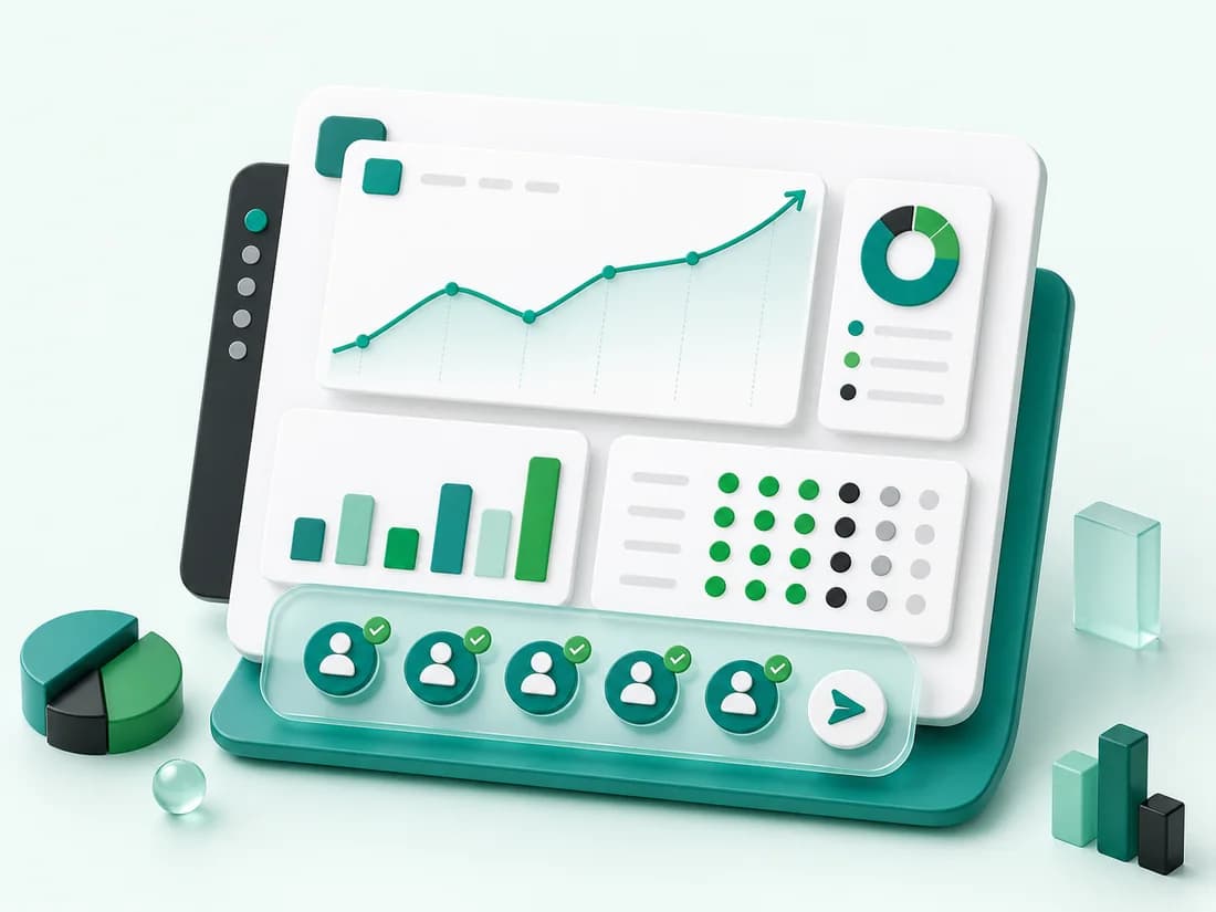Tableau de reporting avec graphiques et contacts à relancer